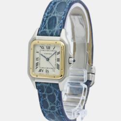 Pre Owned Cartier Silver 18k Yellow Gold And Stainless Steel Panthere De Cartier Quartz Women's Wristwatch 27 mm