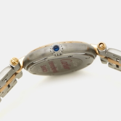 Pre Owned Cartier Cream 18K Yellow Gold And Stainless Steel Panthere W25030B5 Women's Wristwatch 23 mm