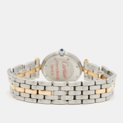 Pre Owned Cartier Cream 18K Yellow Gold And Stainless Steel Panthere W25030B5 Women's Wristwatch 23 mm