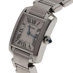 Pre Owned Cartier Silver Stainless Steel Tank Francaise Women's Wristwatch 20MM