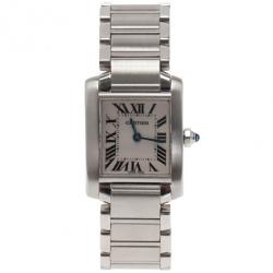 Pre Owned Cartier Silver Stainless Steel Tank Francaise Women's Wristwatch 20MM