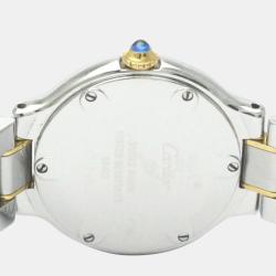Pre Owned Cartier Silver Yellow Gold Plated Stainless Steel Must 21 de Cartier W10073R6 Quartz Women's Wristwatch 28 mm
