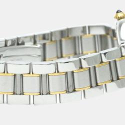 Pre Owned Cartier Silver Yellow Gold Plated Stainless Steel Must 21 de Cartier W10073R6 Quartz Women's Wristwatch 28 mm