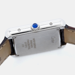 مملوكة مسبقًا ساعة يد نسائية كارتييه تانك سولو 3170 ستانلس ستيل جلد تمساح فضية 24 مم