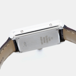 مملوكة مسبقًا ساعة يد نسائية كارتييه تانك سولو 3170 ستانلس ستيل جلد تمساح فضية 24 مم