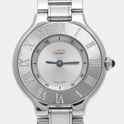 Cartier Silver Stainless Steel Must 21 de Cartier W10109T2 Quartz Women's Wristwatch 28 mm