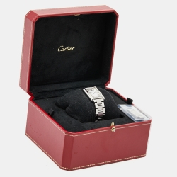 Pre Owned Cartier Silver Stainless Steel Tank Solo W5200013 Women's Wristwatch 24 mm