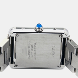 Pre Owned Cartier Silver Stainless Steel Tank Solo W5200013 Women's Wristwatch 24 mm