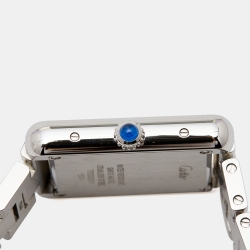 Pre Owned Cartier Silver Stainless Steel Tank Solo W5200013 Women's Wristwatch 24 mm