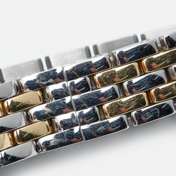 مملوكة مسبقًا Cartier Silver 18k Yellow Gold Stainless Steel Panthère de Cartier W2PN0006 Women's Wristwatch 22 mm