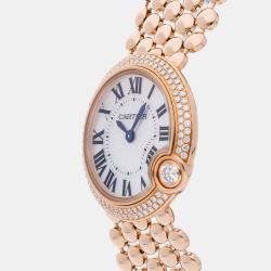 Cartier White Mother of Pearl 18k Rose Gold Ballon Blanc de Cartier Quartz Women's Wristwatch 30 mm