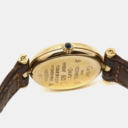 Pre Owned Cartier Cream Vermeil Alligator Must de Cartier Women's Wristwatch 24 mm