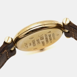 Pre Owned Cartier Cream Vermeil Alligator Must de Cartier Women's Wristwatch 24 mm