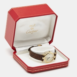 Pre Owned Cartier Cream Vermeil Alligator Must de Cartier Women's Wristwatch 24 mm