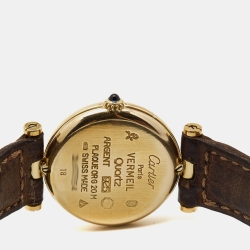 Pre Owned Cartier Cream Vermeil Alligator Must de Cartier Women's Wristwatch 24 mm