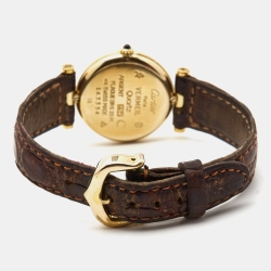 Pre Owned Cartier Cream Vermeil Alligator Must de Cartier Women's Wristwatch 24 mm