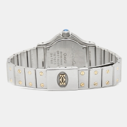 Pre Owned Cartier Cream 18k Yellow Gold Stainless Steel Santos de Cartier 187903 Women's Wristwatch 25 mm