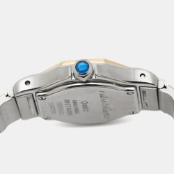 Pre Owned Cartier Cream 18k Yellow Gold Stainless Steel Santos de Cartier 187903 Women's Wristwatch 25 mm