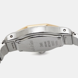 Pre Owned Cartier Cream 18k Yellow Gold Stainless Steel Santos de Cartier 187903 Women's Wristwatch 25 mm