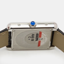 مملوكة مسبقًا ساعة يد نسائية كارتييه تانك سولو 3170 ستانلس ستيل جلد تمساح فضية 24 مم