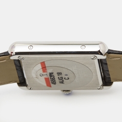 مملوكة مسبقًا ساعة يد نسائية كارتييه تانك سولو 3170 ستانلس ستيل جلد تمساح فضية 24 مم