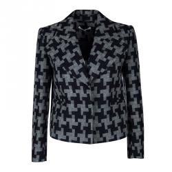 Carven Grey and Navy Blue Patterned Wool Blend Jacket S