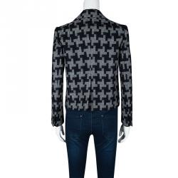 Carven Grey and Navy Blue Patterned Wool Blend Jacket S