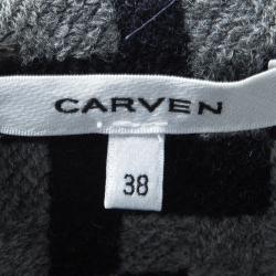 Carven Grey and Navy Blue Patterned Wool Blend Jacket S