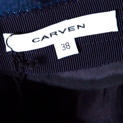 Carven Marine Lurex Jupe Jacquard Mini Skirt M