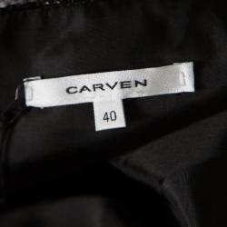 Pre Owned Carven Black Metallic Noir Cotton Blend Textured V Neck Cocktail Dress M