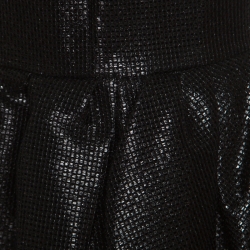 Pre Owned Carven Black Metallic Noir Cotton Blend Textured V Neck Cocktail Dress M