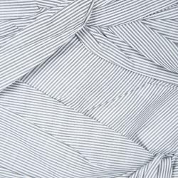 Carven Grey and White Striped Cotton Ruched Skirt L