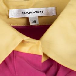 Carven Pink Contrast Collar Front Tie Detail Sleeveless Dress S