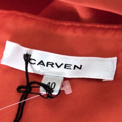 Carven Poppy Orange Crepe Gathered One Shoulder Dress M