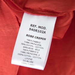 Carven Poppy Orange Crepe Gathered One Shoulder Dress M