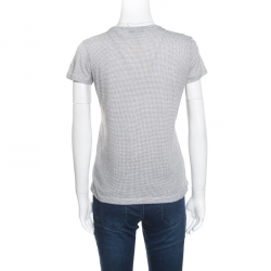 Pre Owned Carven Grey Jungle Print Embroidered Dotted T-Shirt S