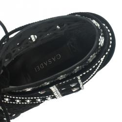 Pre Owned Casadei Black Suede Crystal Embellished Strappy Sandals Size 41.5