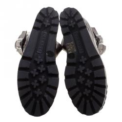 Pre Owned Casadei Dark Brown Leather Wedge Boots Size 40