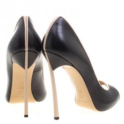 Pre Owned حذاء كعب عالي كاسادي كعب رفيع مقدمة مفتوحة جلد لونين مقاس 41