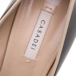 Pre Owned حذاء كعب عالي كاسادي كعب رفيع مقدمة مفتوحة جلد لونين مقاس 41