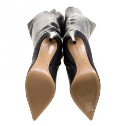 Pre Owned Casadei Black Leather Tango Over The Knee Pointed Toe Boots Size 36