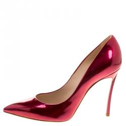 Pre Owned Casadei Metallic Red Candylux Pointed Toe Pumps Size 38