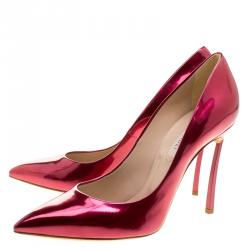 Pre Owned Casadei Metallic Red Candylux Pointed Toe Pumps Size 38