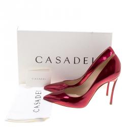 Pre Owned Casadei Metallic Red Candylux Pointed Toe Pumps Size 38