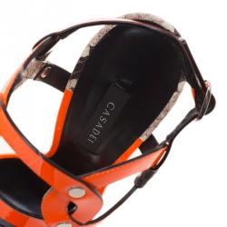 Pre Owned Casadei Orange Patent and Embossed Roccia Leather Platform Ankle Strap Sandals Size 38