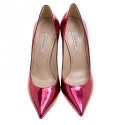 Pre Owned Casadei Metallic Red Candylux Pointed Toe Pumps Size 38