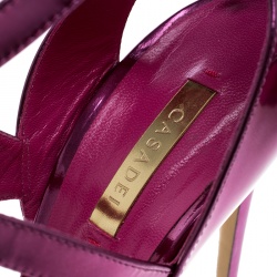 Pre Owned Casadei Metallic Pink Leather Cut Out Peep Toe Sandals Size 41