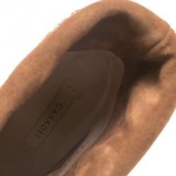 Pre Owned Casadei Brown Suede Renna Chain Trim Ankle Boots Size 38.5