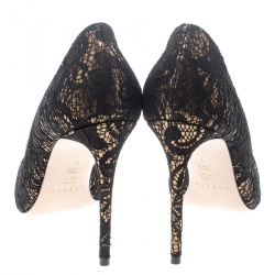 Pre Owned Casadei Black Lace Giulia Embellished Pointed Toe Pumps Size 37