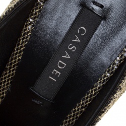 Pre Owned Casadei Glitter Lamé Fabric Daisy Peep Toe Platform Pumps Size 40